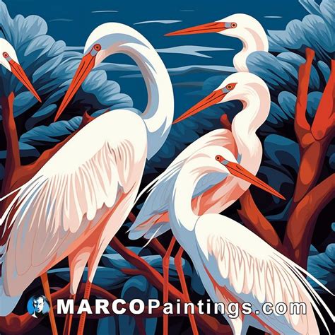 Herons and Egrets Painting Images (Pop Art) - 4K Pictures