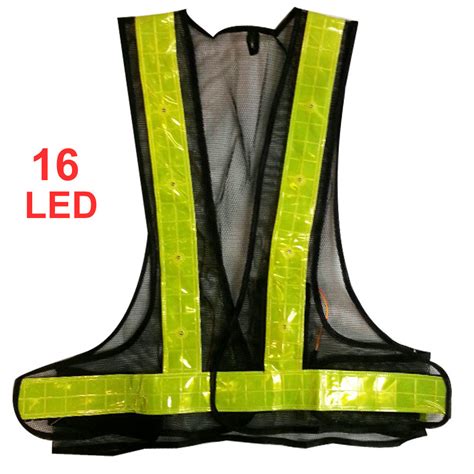 Black Safety Vest with Reflective Strip and LED | eSafety Supplies, Inc