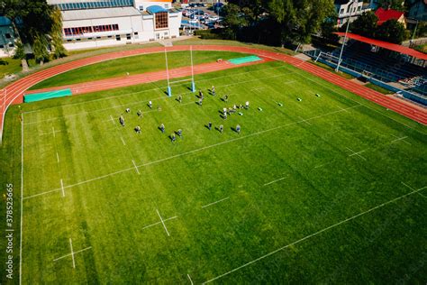 rugby stadium shots from the air Stock Photo | Adobe Stock