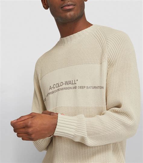 A Cold Wall Beige Cotton Rich Slogan Sweater Harrods Uk