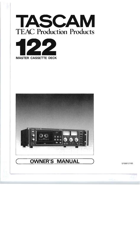 Tascam TEAC 122 Master Cassette Deck Manual - DocsLib