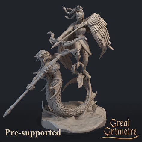 Harpy Siren Battle 32mm 4k Female Resin Miniature Tabletop Rpg Dungeons And Dragons Dnddandd