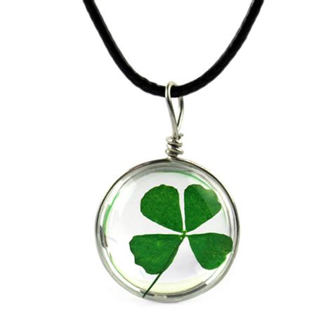 Leaf Clover Necklace Good Luck Charm Real Four Leaf Clover Etsy