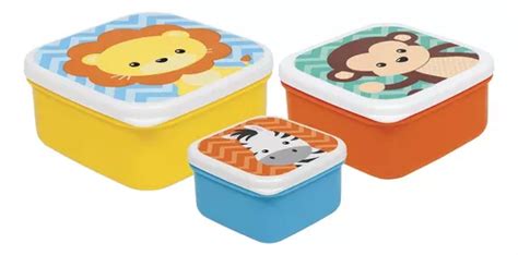 Kit 3 Potes Papinha Armazenar Comida Lanche Bebe Infantil MercadoLivre