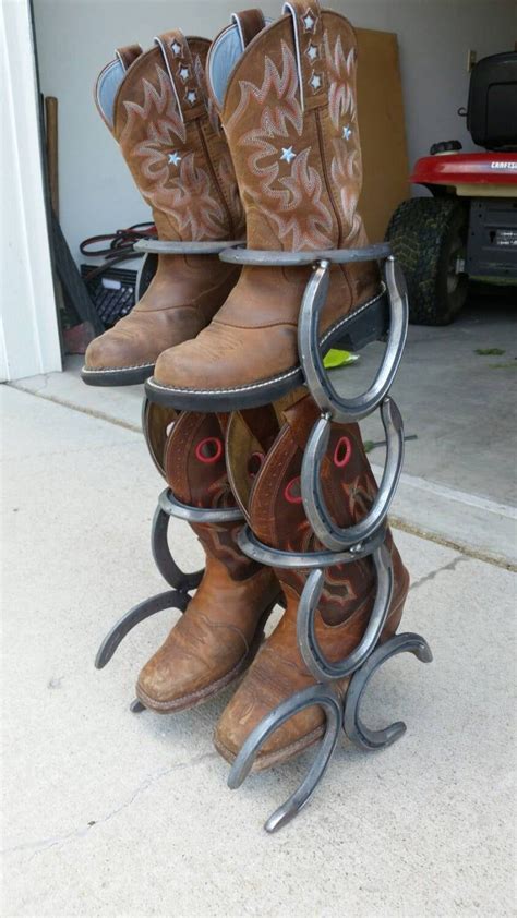 Horseshoe Boot Rack 2 Pair Standing Etsy In 2021 Welding Art