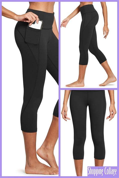 Baleaf Womens High Waisted Yoga Capris Leggings W Side Pockets Workout Cropped Leggings Running