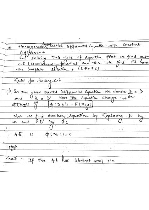 Homogeneous Linear Partial Differential Equation Btech Studocu