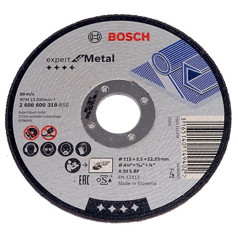 Bosch 2608600318 Metal Cutting Disc Flat 115 X 22 2 X 2 5mm Rapid