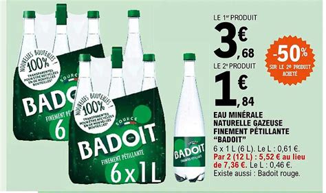 Promo Eau Min Rale Naturelle Gazeuse Finement P Tillante Badoit Chez