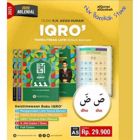 Jual Buku Iqro Berwarna Transliterasi Latin Sesuai Bacaan Al Qosbah