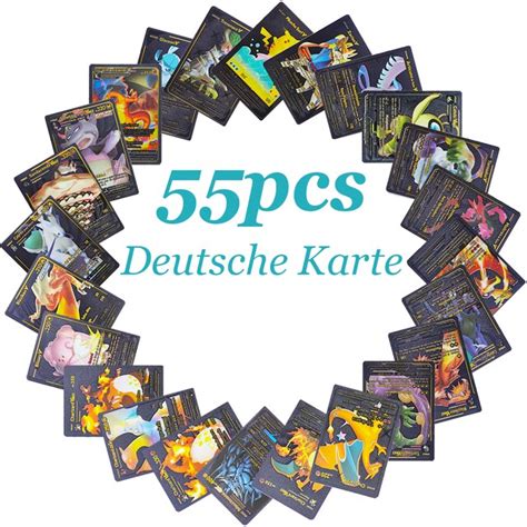 New 55 Pcs Pokemon Cards Toy Black German Charizard Anime Tag Team EX