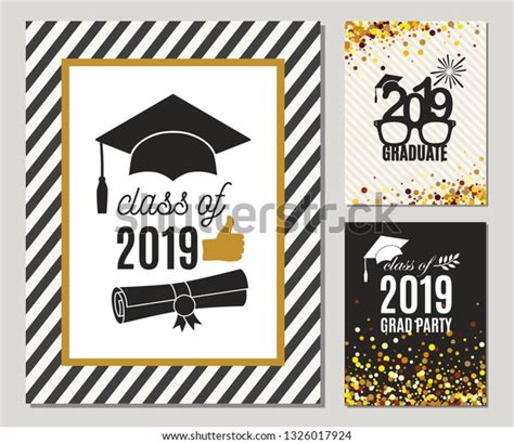 Graduation Class 2019 Three Greeting Cards Stock Vector Royalty Free