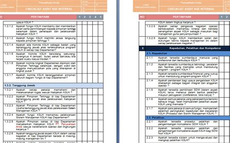 Contoh Cek List Audit Internal Contoh Audit Internal Check List Iso