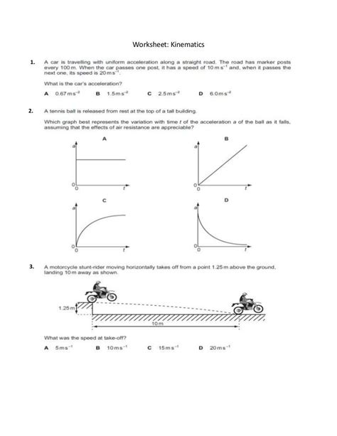 Kinematics Worksheet Answer Key