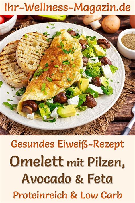 Omelett mit Pilzen Avocado und Feta eiweißreiches Low Carb Rezept