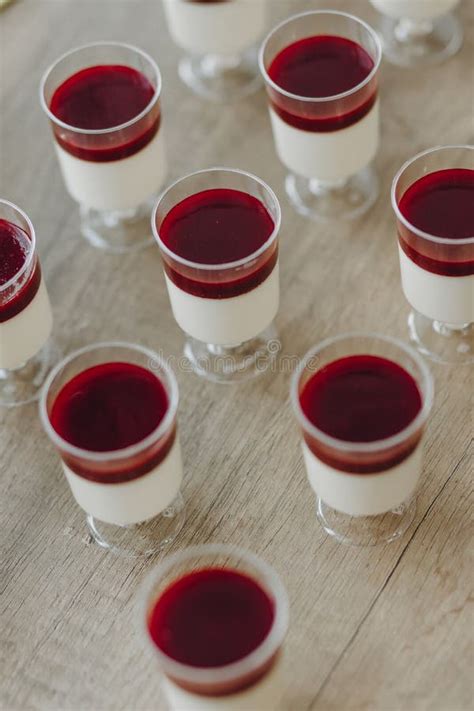 Sobremesa Italiana Deliciosa Panna Cotta Molho De Baga Em Fundo