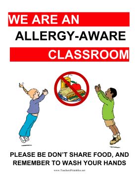 Allergy Aware Classroom Poster