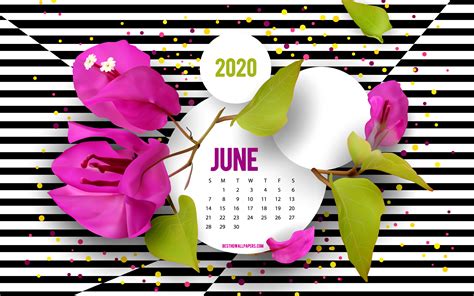 Herunterladen Hintergrundbild 2020 Juni Kalender Hintergrund Mit