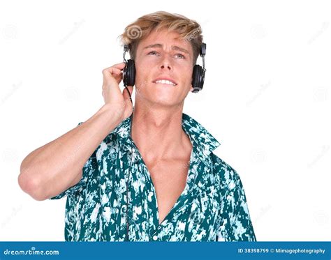 Man Enjoying Music On Headphones Stock Image Image Of Adult Handsome