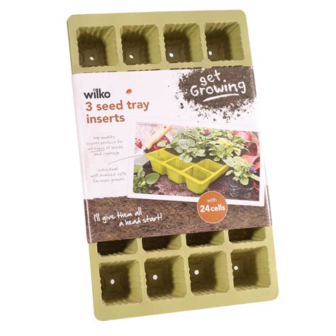 Wilko Seed Tray Insert Olive 24cm 3pk Wilko