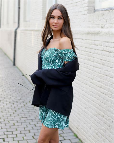 Off Shoulder Jurkje Groen Comegetfashion