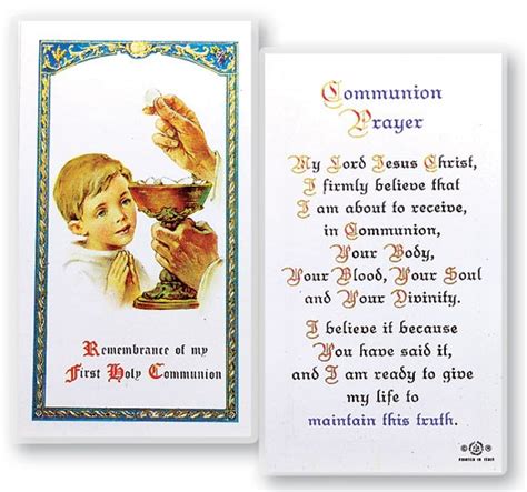 Communion Boy Laminated Prayer Cards 25 Pack