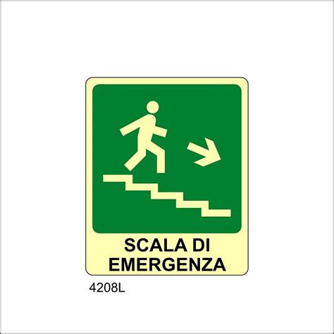 Scala Di Emergenza In Basso A Destra Luminescente A Adesivo