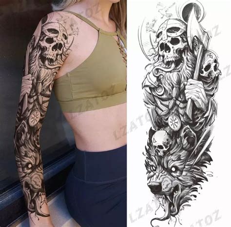 Skull Tattoo Sleeve Stencil