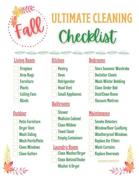 Printable Fall Cleaning Checklist