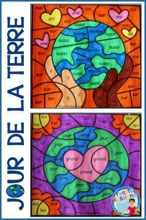 Coloriage de MOTS FRÉQUENTS pour LE JOUR DE LA TERRE French Earth Day