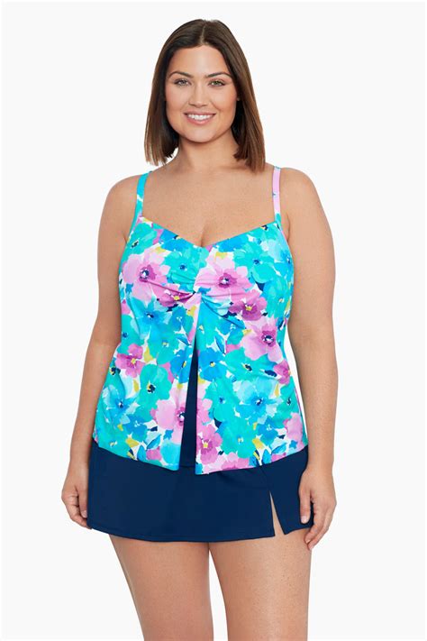 Shape Solver By Penbrooke Plus Size Knotted Flyaway Tankini Hidden