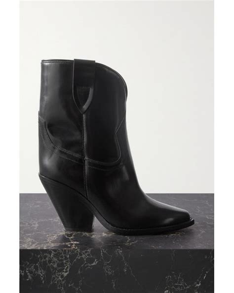 Isabel Marant Leyane Glossed Leather Ankle Boots In Black Lyst