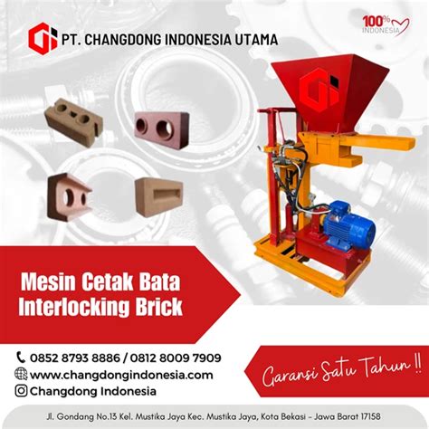 Jual Mesin Cetak Bata Interlocking Brick Hydrolik Bekasi Changdong