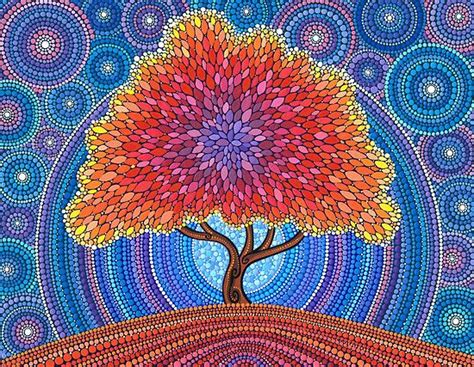 Autumn Blossoms By Elspeth Mclean Dot Art Painting Aboriginal Dot