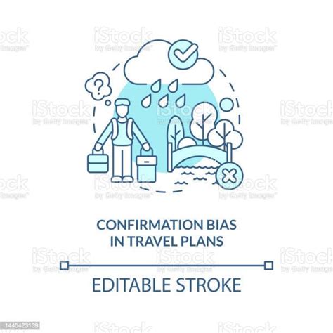 Confirmation Bias In Travel Plans Turquoise Concept Icon Stock