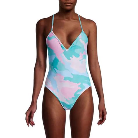 Zadig And Voltaire Camo Print One Piece Swimsuit Pastel Camouflage