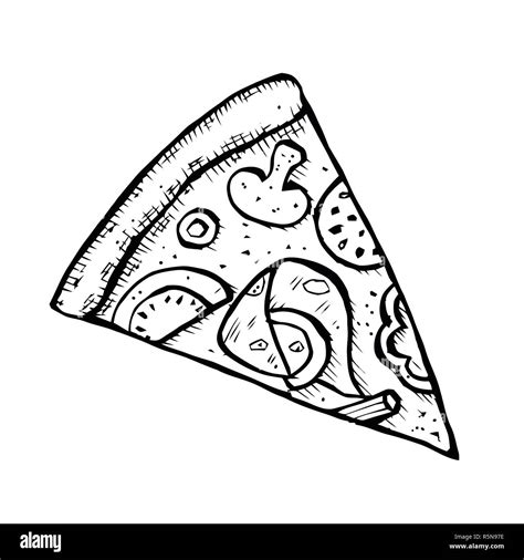 Pizza Hand Drawn Vector Illustration Pizza Slices In Pieces Of Corners