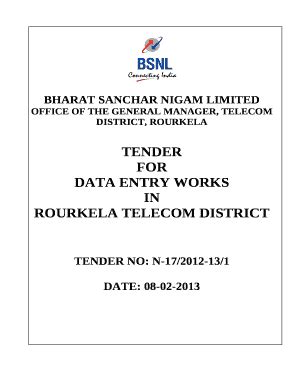 Tenders Bsnl Odisha Doc Template PdfFiller