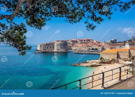 The Beautiful Banje Beach and Dubrovnik City Editorial Photo - Image of ...