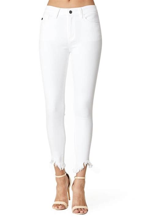 Kancan White Skinny Jeans With Raw Hem Skinny Jeans Perfect