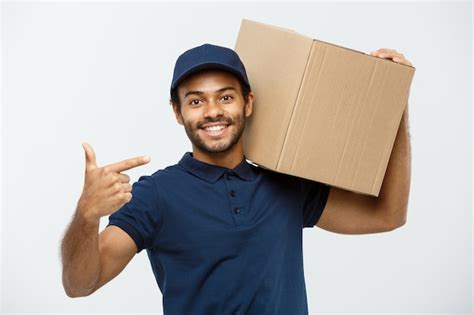 Free Photo Delivery Concept Portrait Of Happy African American