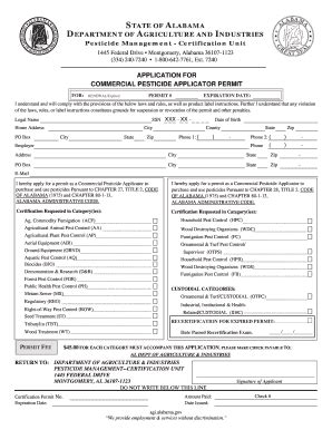 Fillable Online Applicaton For Commercial Pesticide Applicator Permit