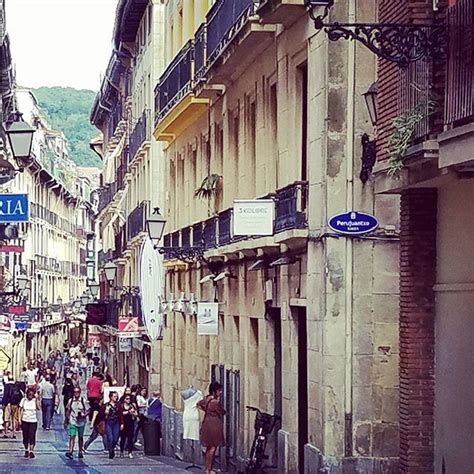 One of the many #charming streets in old town San Sebastian, or Donostia. Love this town! # ...