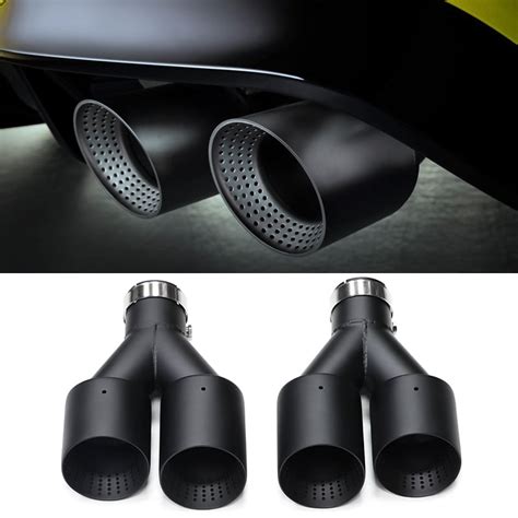 ID60mmOD101mm 1PC Double Matte Black Stainless Steel Car Muffler