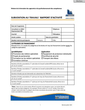 Remplissable En Ligne Workitns Subvention Au Travail Rapport D Activit