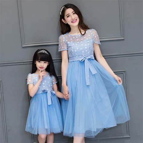 2018 Girls Lace Dress Mother Daughter Dresses Clothes Women Maxi