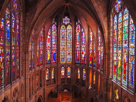 Catedral De Leon Leon Vidriera Roseton Cristal Catedral Iglesia