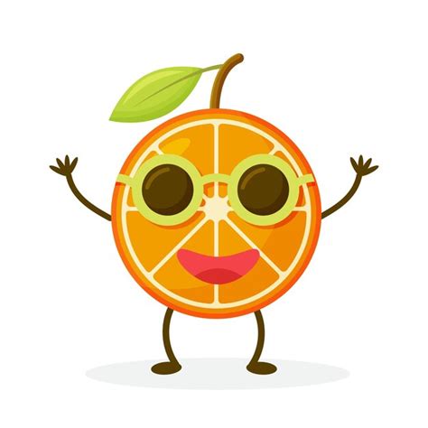 Premium Vector Orange Cute Fruit Cartoon Character Isolated On White