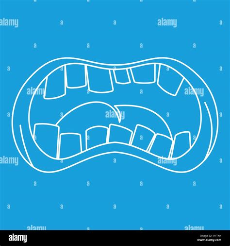 Open Mouth With Crooked Teeth Icon Outline Style Stock Vector Image