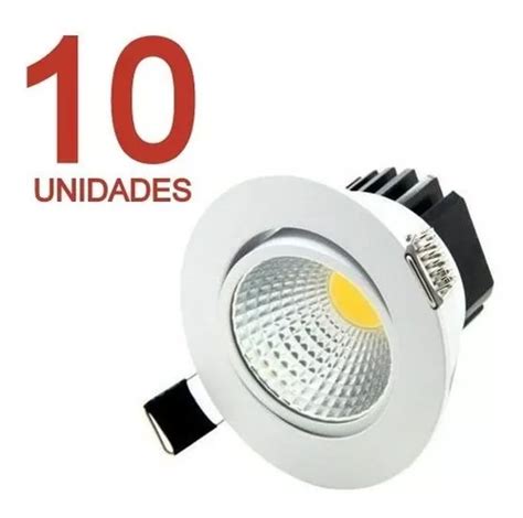 10 Spot Embutir Redondo Led Cob 7w Branco Quente Direcionáve Frete grátis